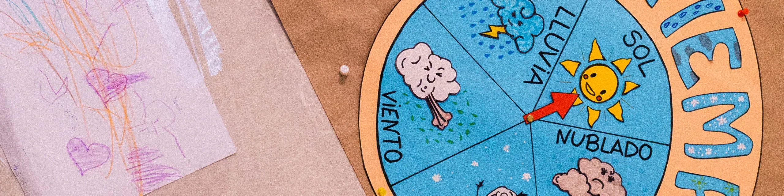 Dibujo de niño y reloj del clima